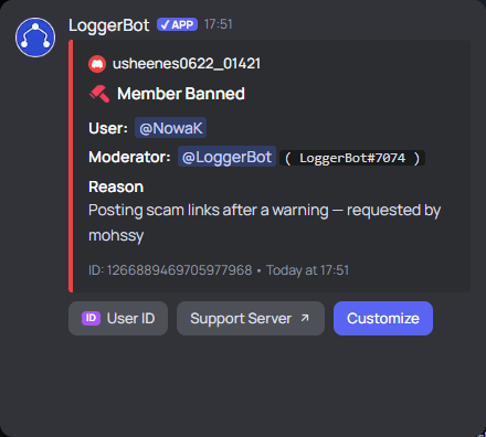 Member Banned log
