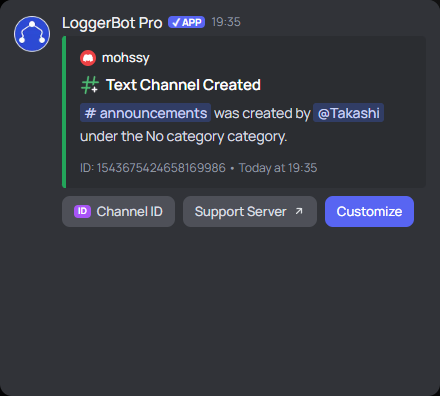 Text Channel Created log
