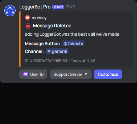 Message Deleted log