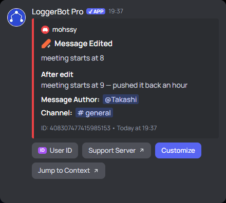 Message Edited log