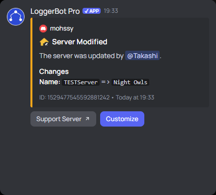Server Modified log