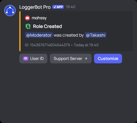 Role Created log