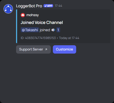 Joined Voice Channel log